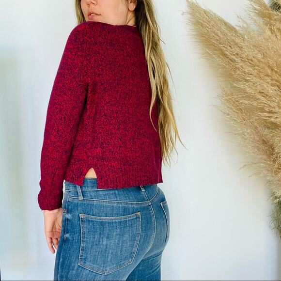 3/$20 H&M DIVIDED Red Blue Marled Knit Cropped Crop Chunky Pullover Cozy Sweater - Picture 3 of 7